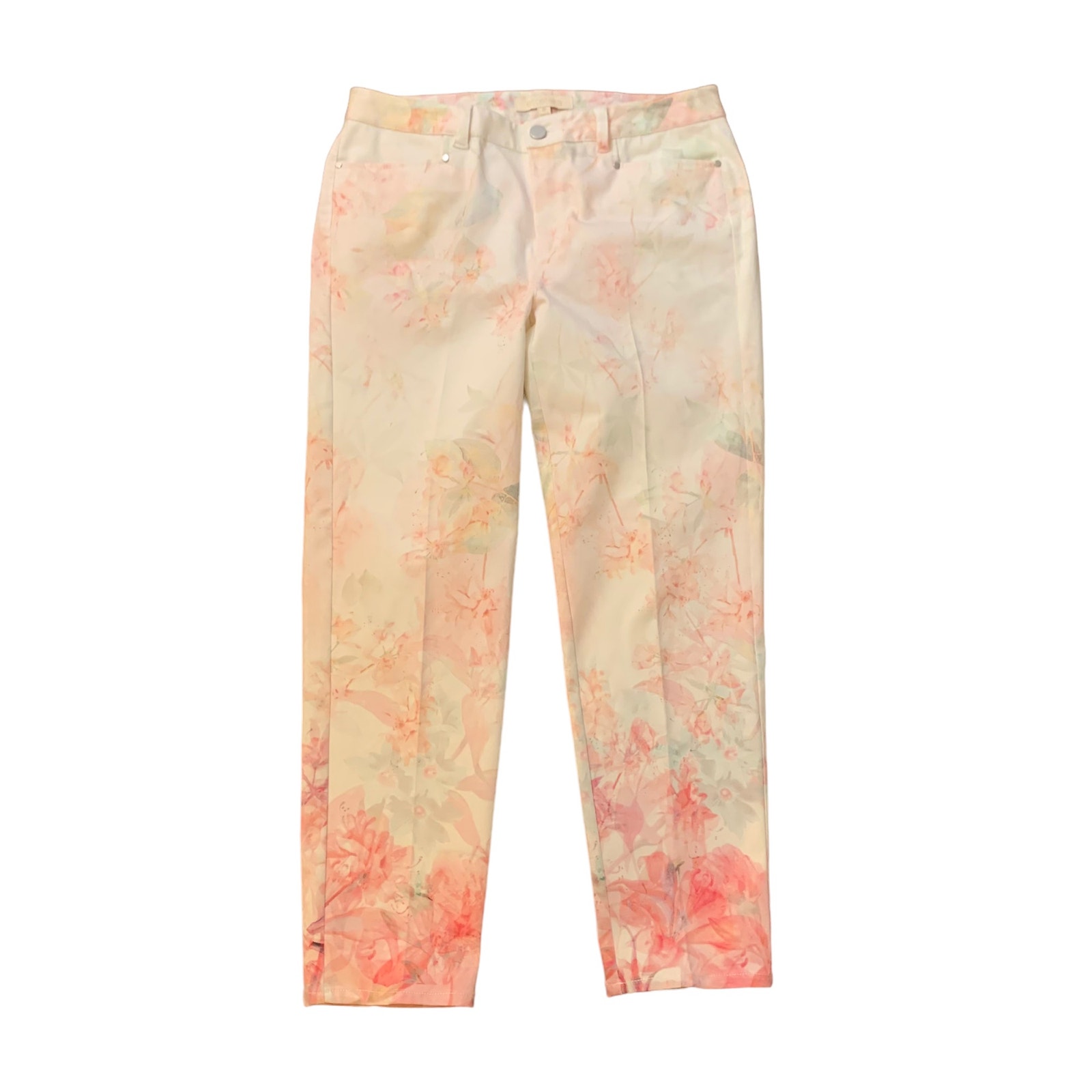 Etcetera Cream And Pink Floral Pants Size 6